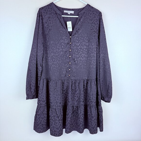 NWT LOFT Textured Jacquard Tiered Mini Dress | M - Picture 1 of 9
